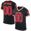 Custom Black Red-Cream Mesh Authentic Throwback Football Jersey