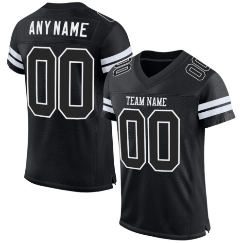 Black0522 Custom Black Black-White Mesh Authentic Football Jersey