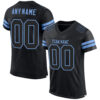 Custom Black Black-Light Blue Mesh Authentic Football Jersey