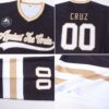 Custom Black White-Old Gold Hockey Jersey