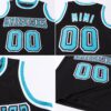 Custom Black Teal-White Authentic Throwback Basketball Jersey