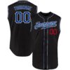 Custom Black Royal-Red Authentic Sleeveless Baseball Jersey
