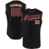 Custom Black Crimson-City Cream Authentic Sleeveless Baseball Jersey