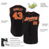 Custom Black Orange-White Authentic Sleeveless Baseball Jersey