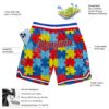 Custom Black Red-Royal 3D Pattern Design Autism Supporter Awareness Puzzle Pieces Authentic Basketball Shorts