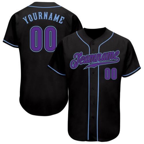 Black0929 Custom Black Purple-Light Blue Authentic Baseball Jersey