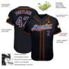 Custom Black Royal Pinstripe Royal-Orange Authentic Baseball Jersey