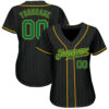 Custom Black Kelly Green Pinstripe Kelly Green-Gold Authentic Baseball Jersey