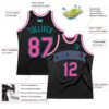 Custom Black Pink-Teal Authentic Throwback Basketball Jersey