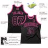 Custom Black Black-Pink Authentic Throwback Basketball Jersey