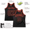 Custom Black Black-Orange Authentic Throwback Basketball Jersey