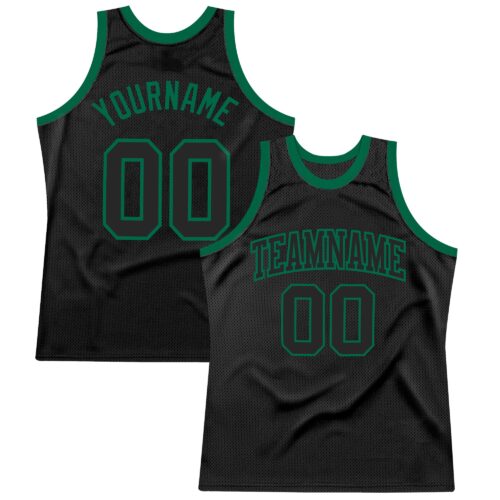 Black0973 Custom Black Black-Kelly Green Authentic Throwback Basketball Jersey