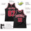 Custom Black Red-White Authentic Throwback Basketball Jersey