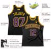 Custom Black Purple-Gold Authentic Throwback Basketball Jersey