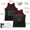 Custom Black Kelly Green-Red Authentic Throwback Basketball Jersey