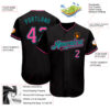 Custom Black Pink-Teal Authentic Baseball Jersey