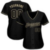 Custom Black Black-Cream Authentic Baseball Jersey