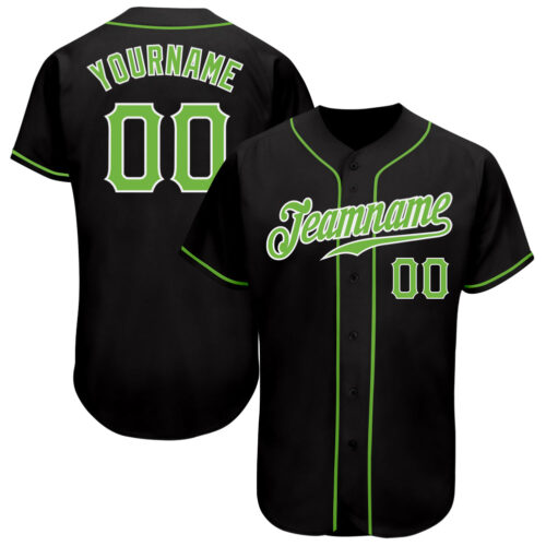Black1013 Custom Black Neon Green-White Authentic Baseball Jersey
