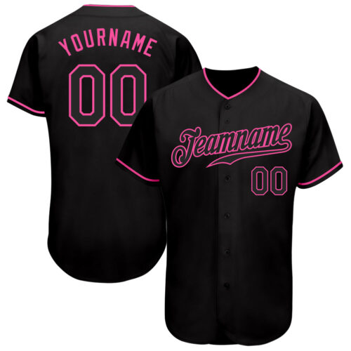 Black1014 Custom Black Black-Pink Authentic Baseball Jersey