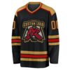 Custom Black Old Gold-Red Hockey Jersey
