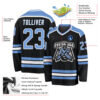 Custom Black Light Blue-White Hockey Jersey