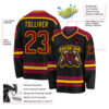Custom Black Maroon-Gold Hockey Jersey