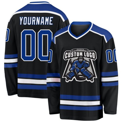 Black1035 Custom Black Royal-White Hockey Jersey