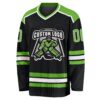 Custom Black Neon Green-White Hockey Jersey