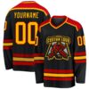 Custom Black Gold-Red Hockey Jersey