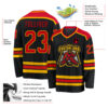 Custom Black Red-Gold Hockey Jersey