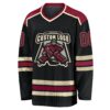 Custom Black Crimson-Cream Hockey Jersey