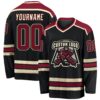 Custom Black Crimson-Cream Hockey Jersey