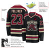 Custom Black Crimson-Cream Hockey Jersey