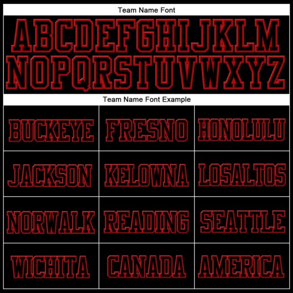 Custom Black Black-Red Stitched Cuffed Knit Hat