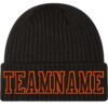 Custom Black Black-Orange Stitched Cuffed Knit Hat
