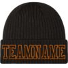 Custom Black Black-Texas Orange Stitched Cuffed Knit Hat