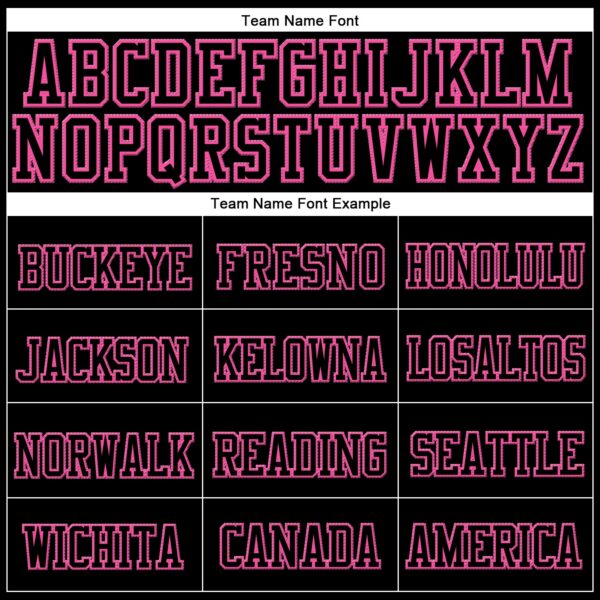 Custom Black Black-Pink Stitched Cuffed Knit Hat