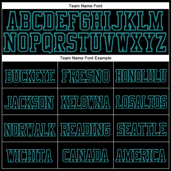 Custom Black Black-Aqua Stitched Cuffed Knit Hat