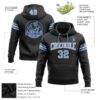 Custom Stitched Black Light Blue-White Football Pullover Sweatshirt Hoodie