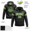 Custom Stitched Black Neon Green-White Football Pullover Sweatshirt Hoodie