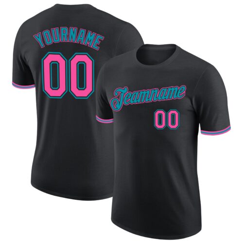 Black1118 Custom Black Pink-Teal Performance T-Shirt