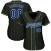 Custom Black Neon Green Pinstripe Royal-White Authentic Baseball Jersey