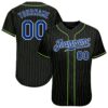 Custom Black Neon Green Pinstripe Royal-White Authentic Baseball Jersey
