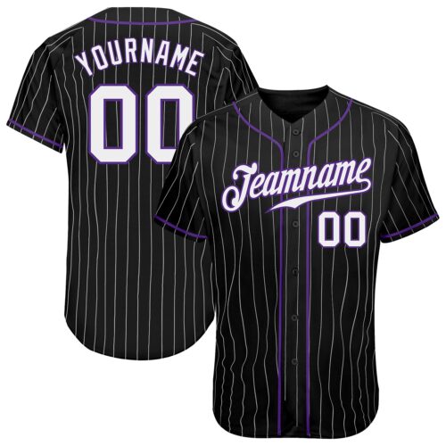 Black1130_604002e3-9a48-4752-8aca-f14f73013ee4 Custom Black White Pinstripe White-Purple Authentic Baseball Jersey