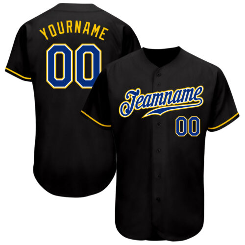 Black1131 Custom Black Royal-Gold Authentic Baseball Jersey