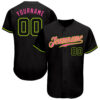 Custom Black Black Neon Green-Pink Authentic Baseball Jersey
