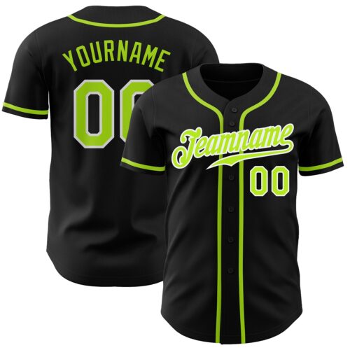 Black1138_1365d71f-ed3b-45a1-812d-01da9b8333bf Custom Black Neon Green-White Authentic Baseball Jersey