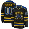 Custom Black Royal-Gold Hockey Jersey