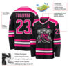 Custom Black Hot Pink-White Hockey Jersey