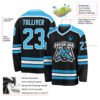 Custom Black Sky Blue-White Hockey Jersey
